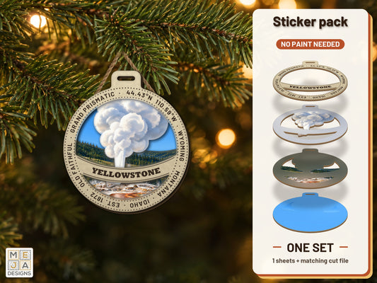 Yellowstone National Park Ornament sticker pack: the printed sticker pack