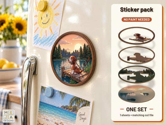 Lakeside Puppy Dock Magnet sticker pack: the printed sticker pack