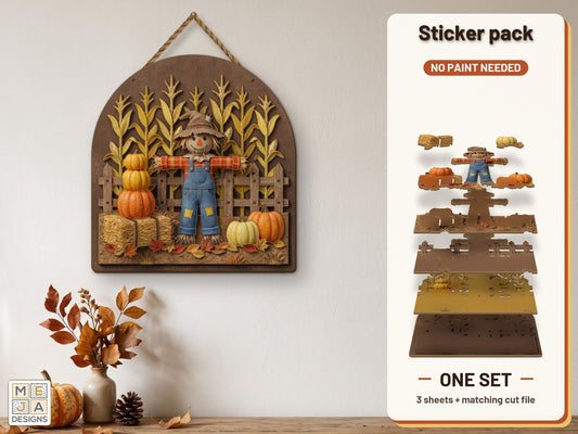 Rustic Cornfield Scarecrow Sign sticker pack: the printed sticker pack