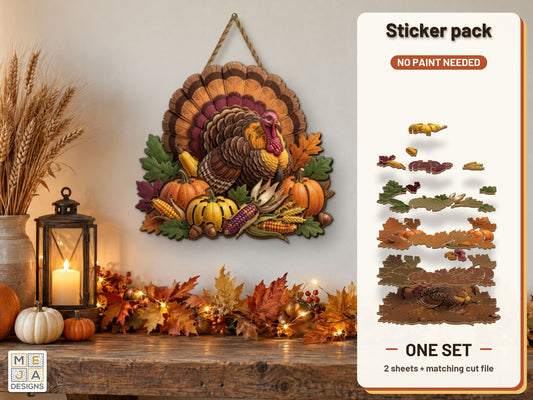 Harvest Turkey Pumpkin Row sticker pack: the printed sticker pack