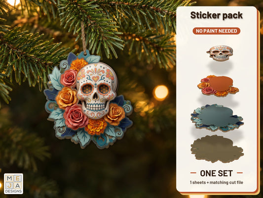 Sugar Skull Floral Magnet sticker pack: the printed sticker pack