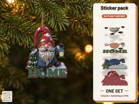 Gnome Lantern HOME Ornament Sticker Pack