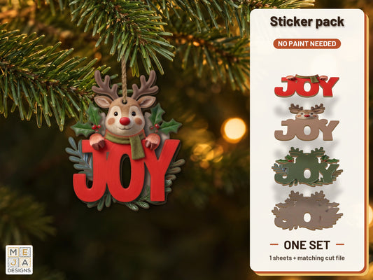 Reindeer JOY Ornament sticker pack: the printed sticker pack