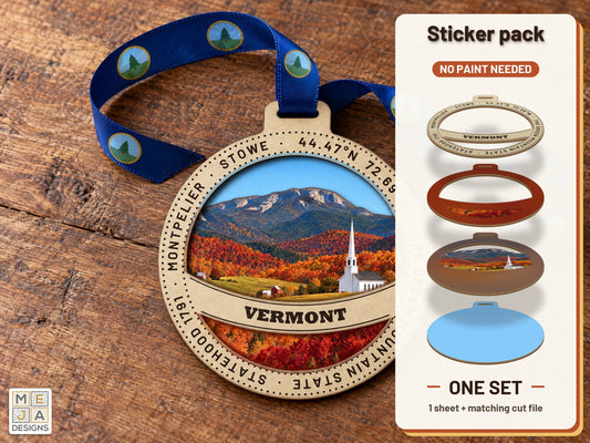 Vermont State Ornament sticker pack: the printed sticker pack