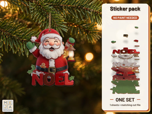 Santa Lantern Noel Ornament sticker pack: the printed sticker pack