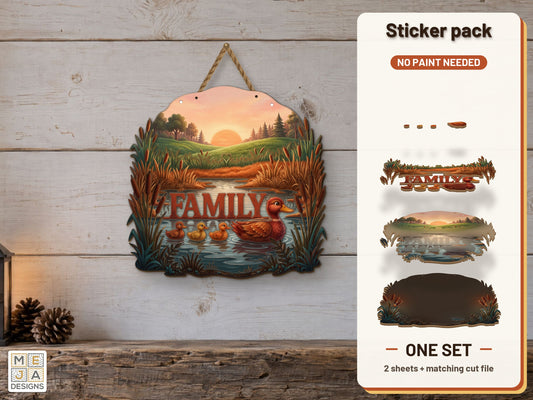 Rustic Duck Family Sign sticker pack: the printed sticker pack