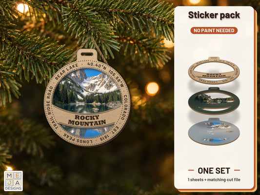 Rocky Mountain National Park Ornament sticker pack: the printed sticker pack