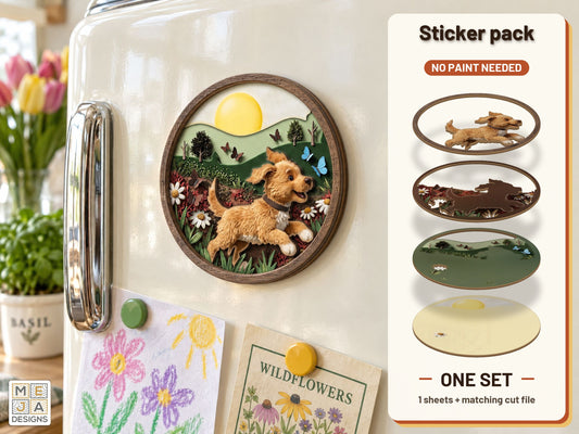 Puppy Meadow Magnet sticker pack: the printed sticker pack