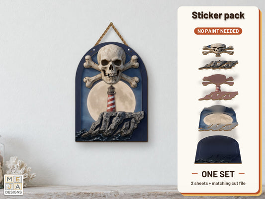 Skull Lighthouse Moon Sign sticker pack: the printed sticker pack
