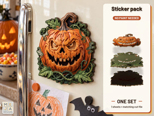 Vine Wreath Jack-O'-Lantern Magnet sticker pack: the printed sticker pack