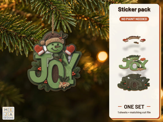 Snowman JOY Ornament sticker pack: the printed sticker pack
