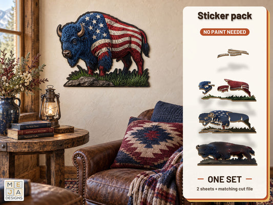 Patriotic American Bison sticker pack: the printed sticker pack