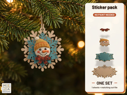 Snowman Snowflake Ornament Sticker Pack