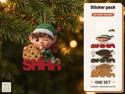 Pip the Elf Ornament sticker pack: the printed sticker pack