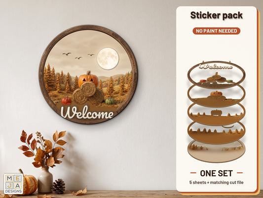 Harvest Pumpkin Door Hanger sticker pack: the printed sticker pack