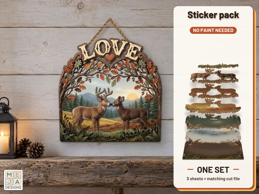 Deer Love Arch Sign sticker pack: the printed sticker pack