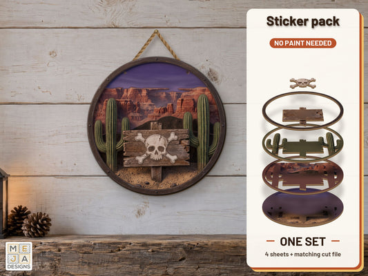 Desert Skull Outlaw Sign sticker pack: the printed sticker pack