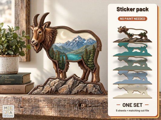 Mountain Goat Shelf Sitter sticker pack: the printed sticker pack