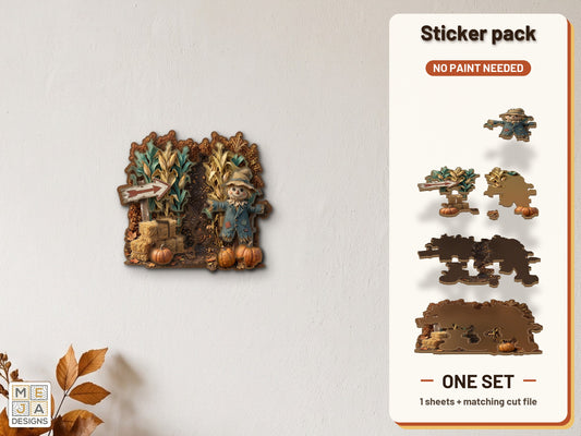 Scarecrow Corn Maze Sign sticker pack: the printed sticker pack