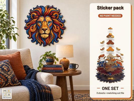 Swirl Lion Head Sign sticker pack: the printed sticker pack