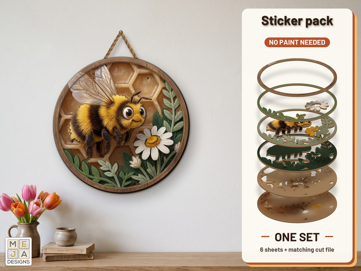 Honeycomb Bee Hanger sticker pack: the printed sticker pack