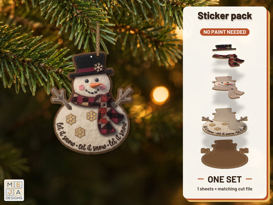 Buffalo Plaid Snowman Ornament sticker pack: the printed sticker pack