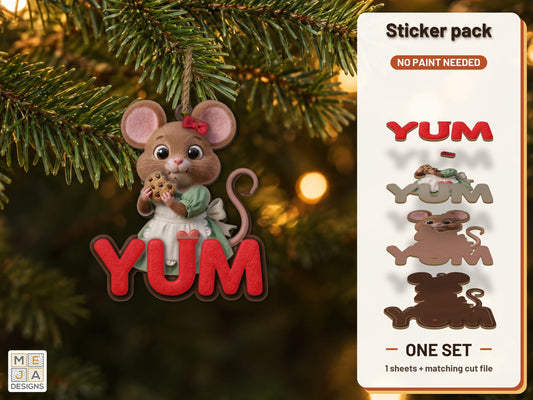 Cookie Mouse YUM Ornament sticker pack: the printed sticker pack