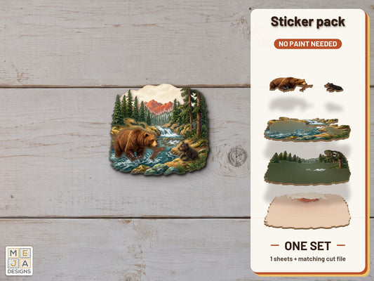 Momma Bear and Cub sticker pack: the printed sticker pack