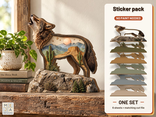 Howling Coyote Desert Sitter sticker pack: the printed sticker pack