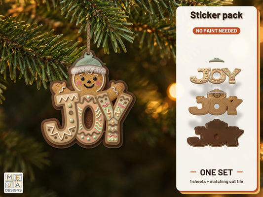 Gingerbread JOY Ornament sticker pack: the printed sticker pack