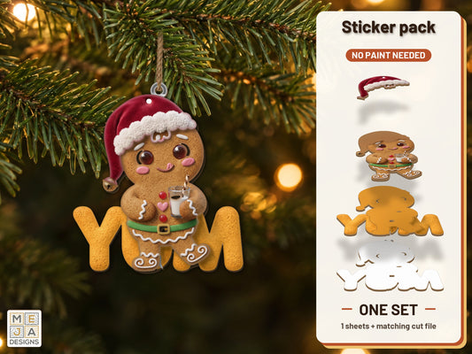Gingerbread YUM Ornament sticker pack: the printed sticker pack