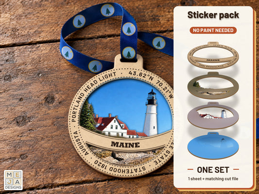 Maine State Ornament sticker pack: the printed sticker pack