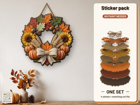 Autumn Harvest Wreath sticker pack: the printed sticker pack
