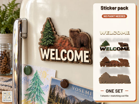 Bear Cub Welcome Magnet sticker pack: the printed sticker pack