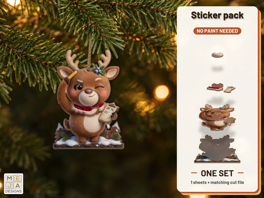 Juniper Reindeer Ornament sticker pack: the printed sticker pack