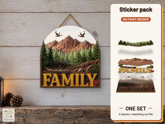 Family Lakeside Canoe Sign sticker pack: the printed sticker pack