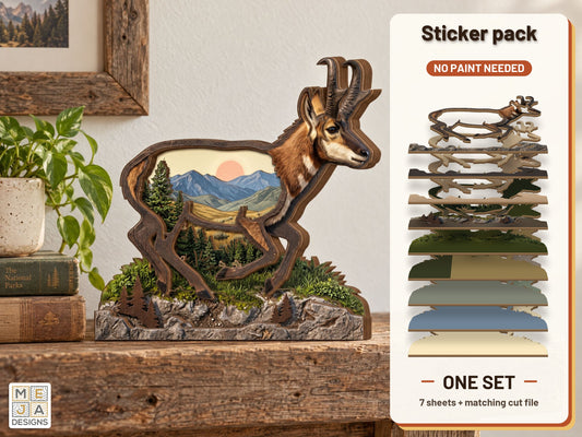 Pronghorn Prairie Window Sitter sticker pack: the printed sticker pack