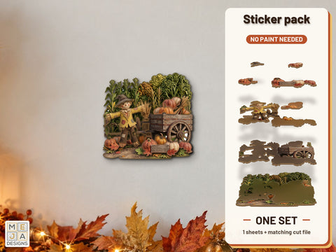 Harvest Scarecrow Wagon Sign Sticker Pack