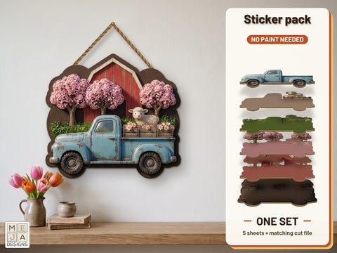 Vintage Spring Farm Truck Sticker Pack