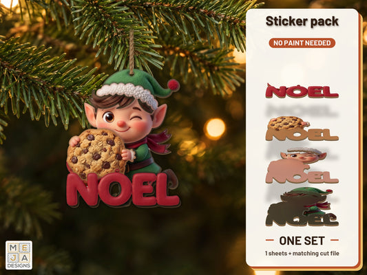 Cookie Shield Elf Ornament sticker pack: the printed sticker pack