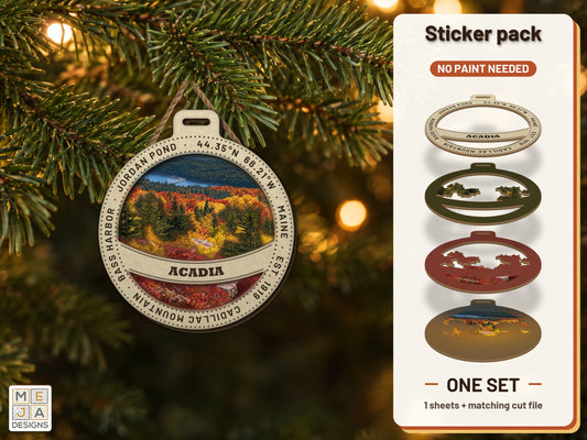 Acadia National Park Ornament sticker pack: the printed sticker pack