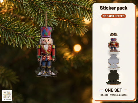 Stained Glass Nutcracker Ornament Sticker Pack