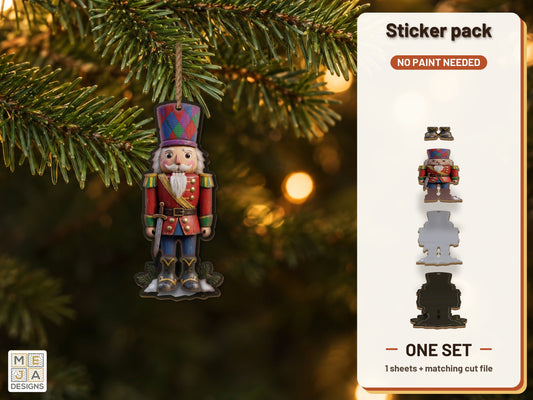 Stained Glass Nutcracker Ornament sticker pack: the printed sticker pack