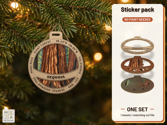 Sequoia National Park Ornament sticker pack: the printed sticker pack