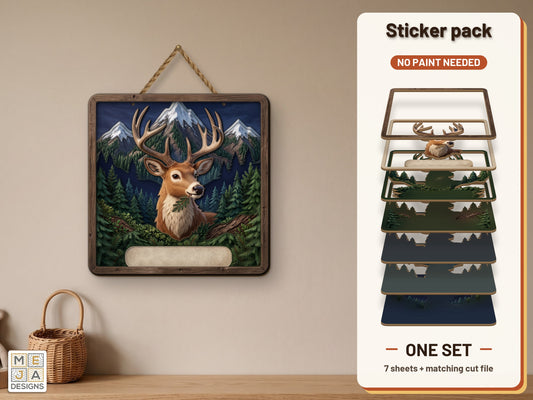 Woodland Deer Friend Hello Sign sticker pack: the printed sticker pack