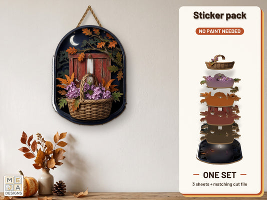 Autumn Flower Basket Sign sticker pack: the printed sticker pack