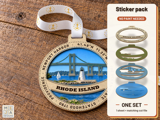 Rhode Island State Ornament sticker pack: the printed sticker pack