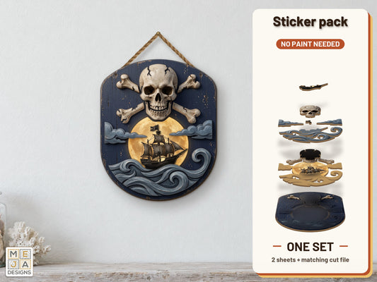 Skull and Crossbones Ship sticker pack: the printed sticker pack