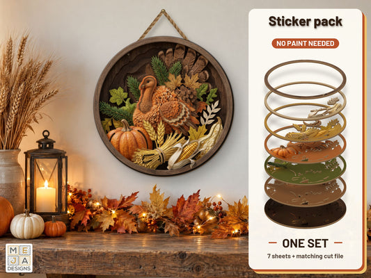 Thanksgiving Harvest Turkey sticker pack: the printed sticker pack