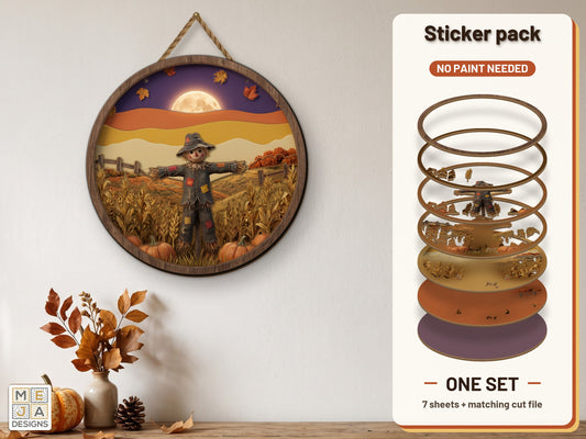 Harvest Scarecrow Cornfield Sign sticker pack: the printed sticker pack